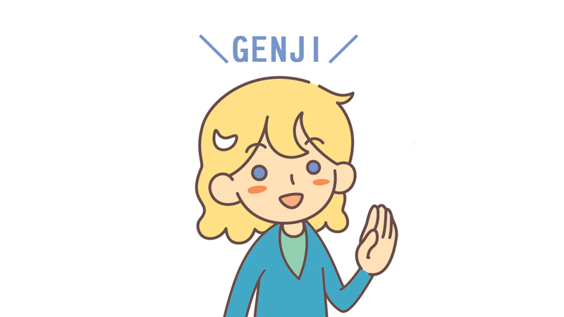 GENJIと話す金髪の女性